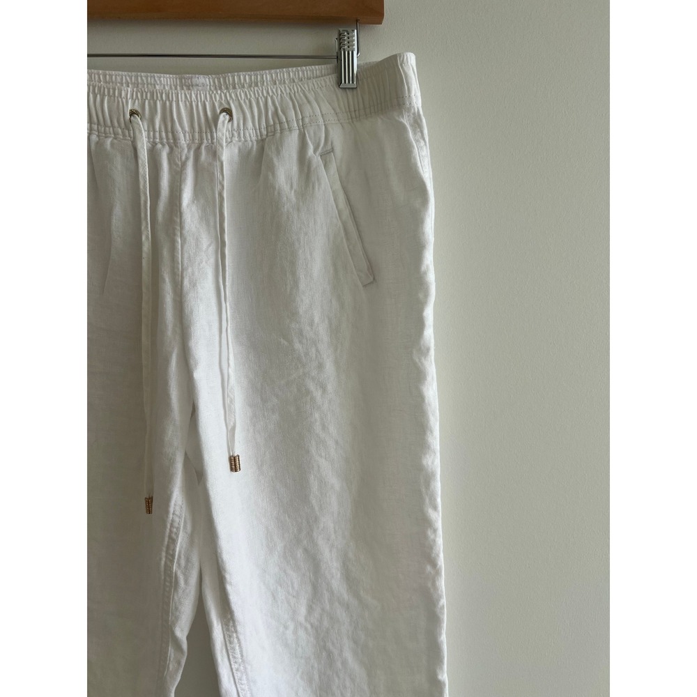 Lilly Pulitzer Taron Large White 100% Linen Jogger Pant Coastal Resort Chic - Picture 4 of 9